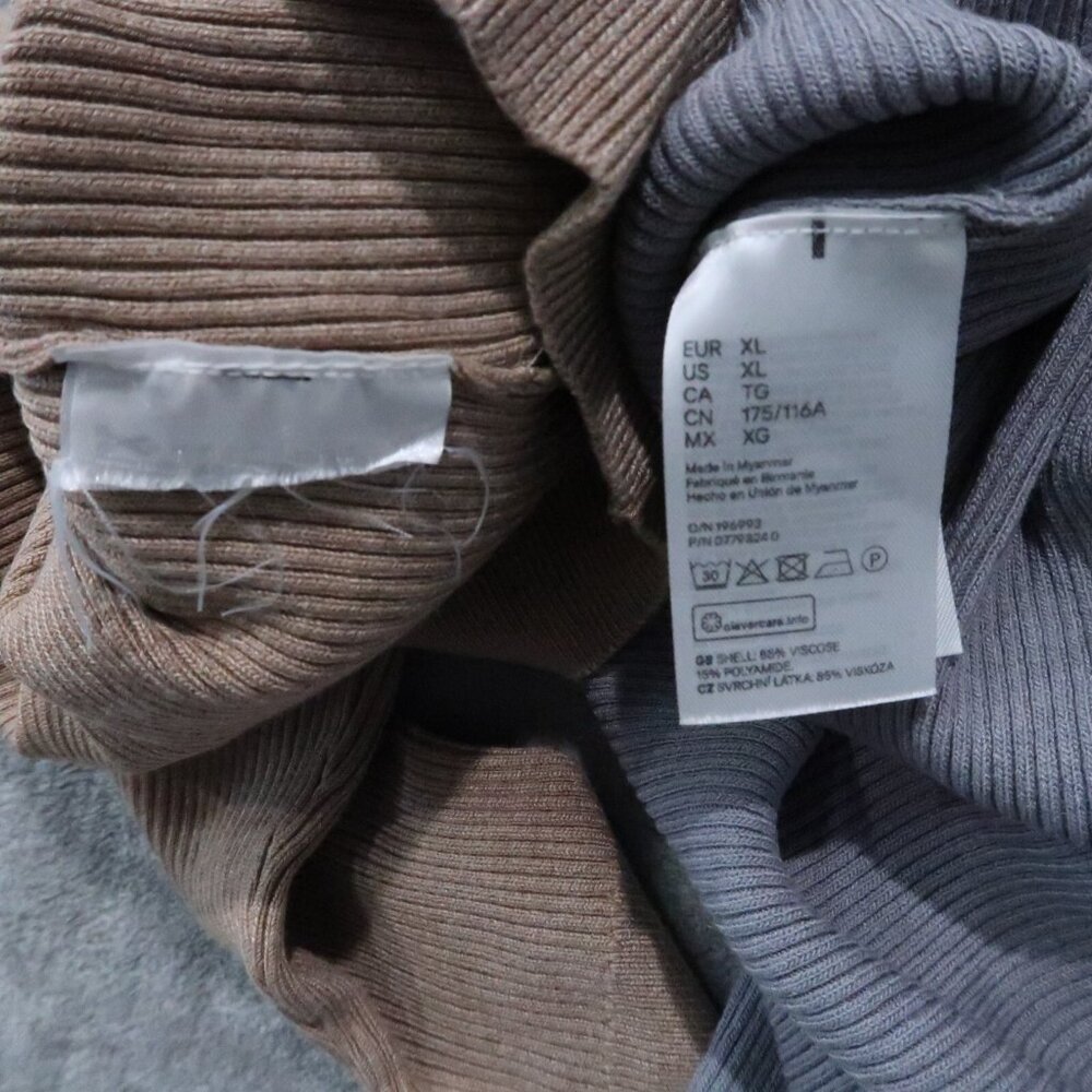 H&M Sweater Women XL Gray Knit Turtleneck Pullover Stretch Minimalist Classy Lot - Picture 11 of 15